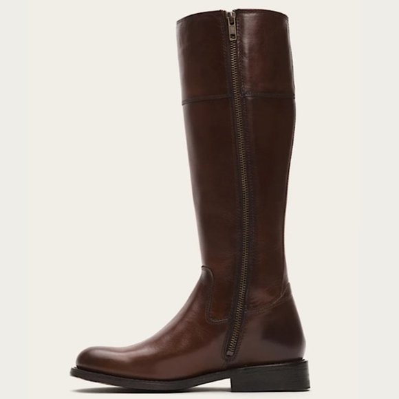 Frye Jayden Button Redwood Brown Leather Knee High Fall/Winter Tall Riding Boots - Picture 3 of 16
